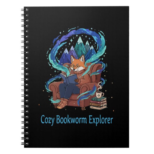 Cosy Bookworm Explorer | Whimsical Fox Reading  Notebook (Front)