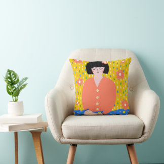 Cosy Bookworm Folk Art Reading Girl Cushion