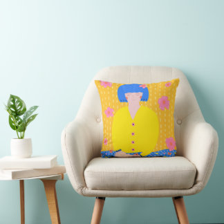 Cosy Bookworm Folk Art Reading Girl Cushion