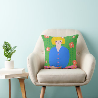 Cosy Bookworm Folk Art Reading Girl Cushion
