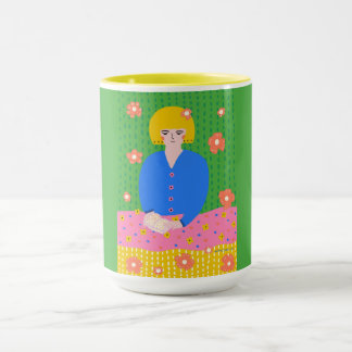 Cosy Bookworm Folk Art Reading Girl Mug