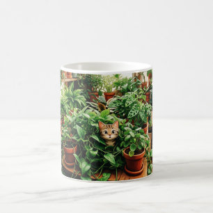 Cosy Botanical Cat Garden Art Ceramic Mug