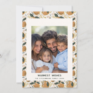 Cosy Botanical Orange Holiday Photo Card