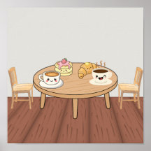 Cosy Breakfast Café Poster | Coffee, Pancakes & Cr