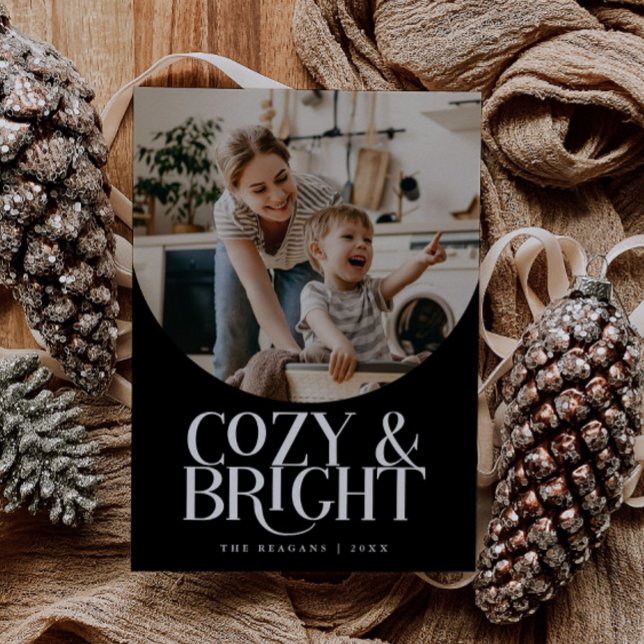 Cosy Bright Elegant Photo Black Holiday Card (Creator Uploaded)