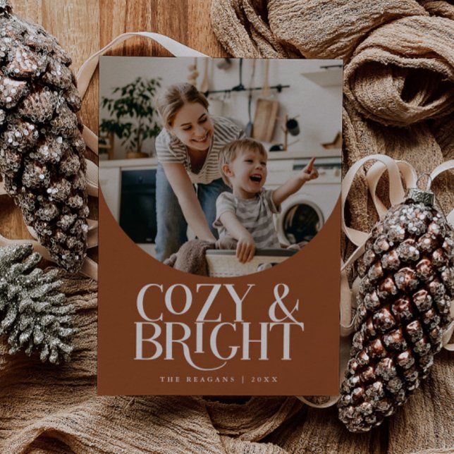 Cosy Bright Elegant Photo Terracotta Holiday Card (Creator Uploaded)