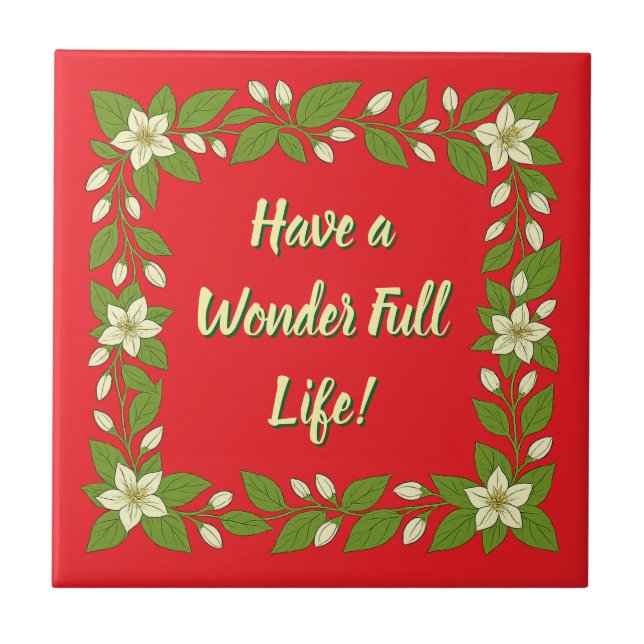 Cosy bright floral  ceramic tile (Front)