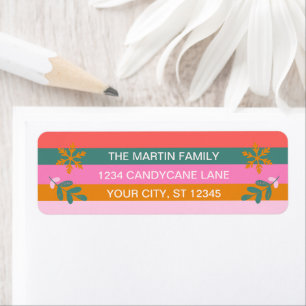 Cosy Bright Modern Stripe Christmas Holiday Return Address Label