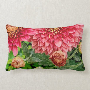Cosy Bright Peach Chrysanthemum Flowers Pillow