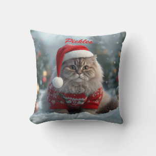 Cosy British Shorthair Cat Christmas Personalised Cushion
