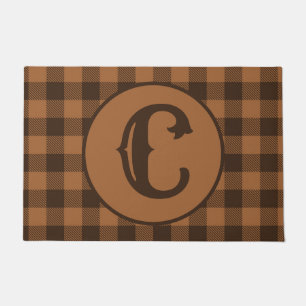Cosy Brown Plaid Buffalo Print Pattern Doormat