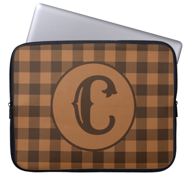Cosy Brown Plaid Buffalo Print Pattern Laptop Sleeve (Front)
