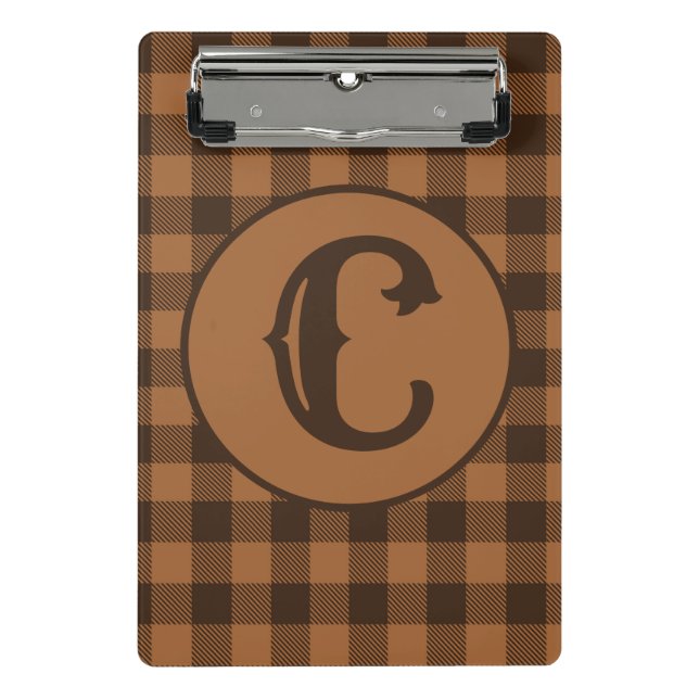 Cosy Brown Plaid Buffalo Print Pattern Mini Clipboard (Front)
