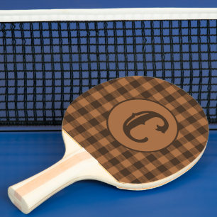 Cosy Brown Plaid Buffalo Print Pattern Ping Pong Paddle