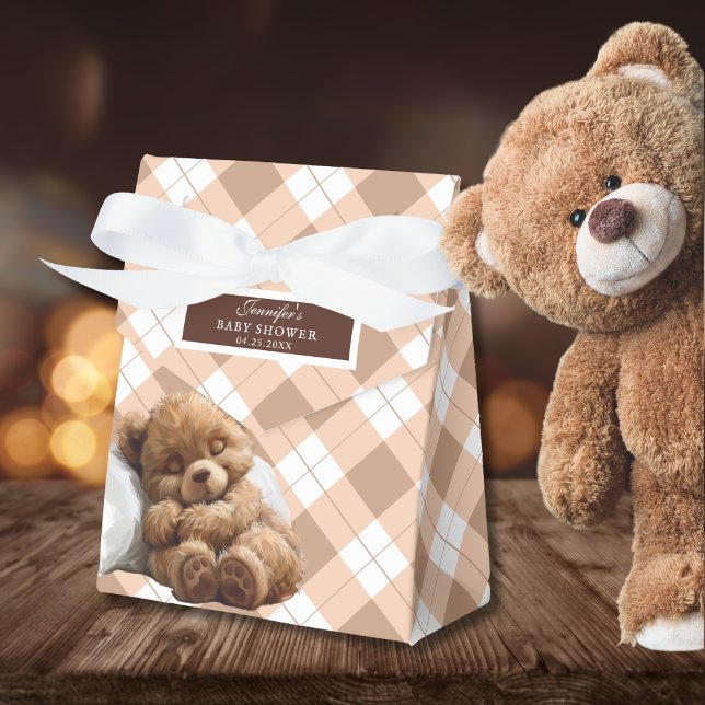 Cosy Brown Teddy Bear Baby Shower Favour Box (Creator Uploaded)