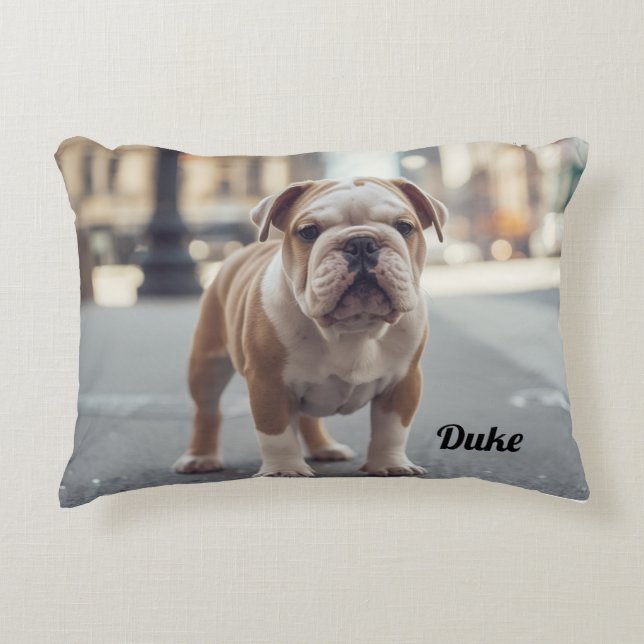 Cosy Bulldog Personalised Decorative Cushion (Front)