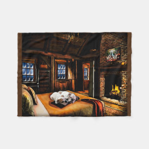 Cosy Bulldogs in a Cabin Fleece Blanket