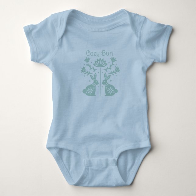 Cosy Bun Baby Bodysuit – Whimsical Bunny Design (Front)