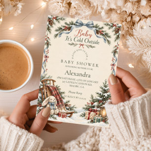 Cosy Bunny Baby It's Cold Outside Invitation