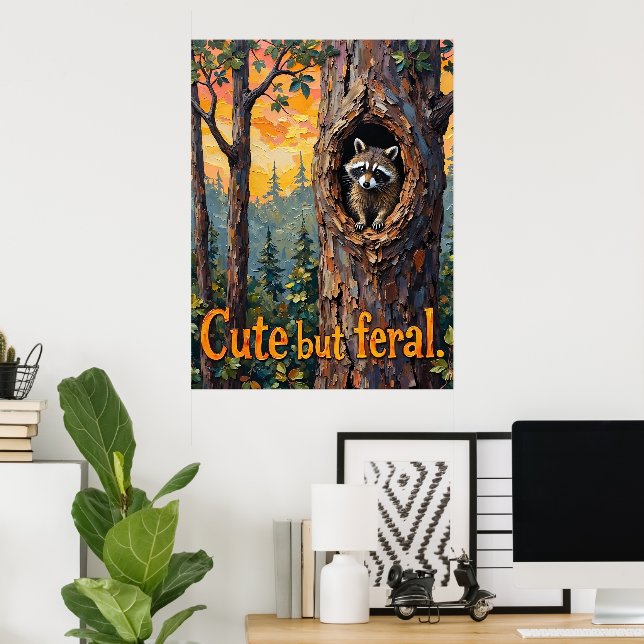 Cosy but Wild: Racoon's Close-Up Poster (Home Office)