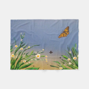 Cosy Butterfly Sky Sunset Nature Aesthetic Design Fleece Blanket