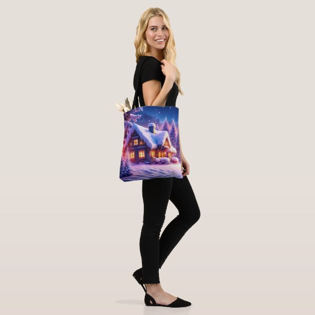 Cosy Cabin At Winter Wonderland Tote Bag (On Model)
