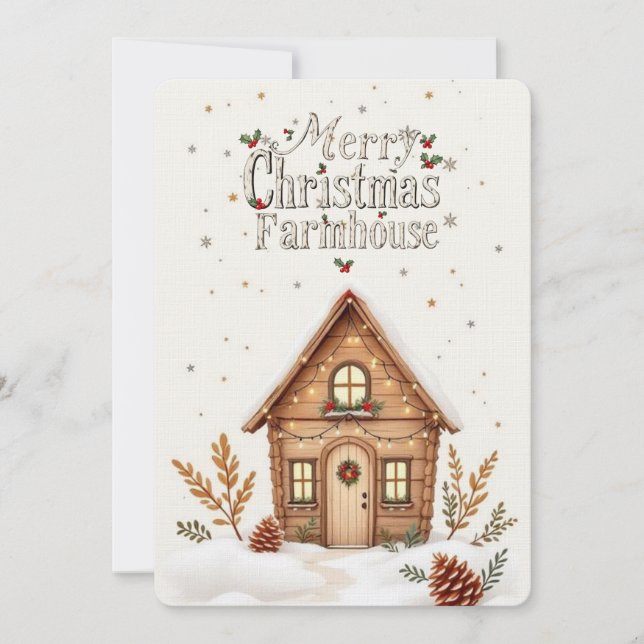 Cosy Cabin Christmas Card | Rustic Holiday  (Front)