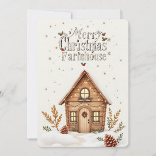Cosy Cabin Christmas Card Rustic Holiday