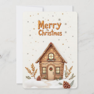Cosy Cabin Christmas Card   Rustic Holiday 