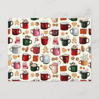 Cosy Cabin Hot Cocoa and Winter Treats Holiday Postcard