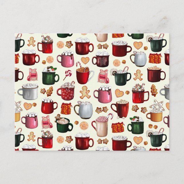 Cosy Cabin Hot Cocoa and Winter Treats Holiday Postcard (Front)