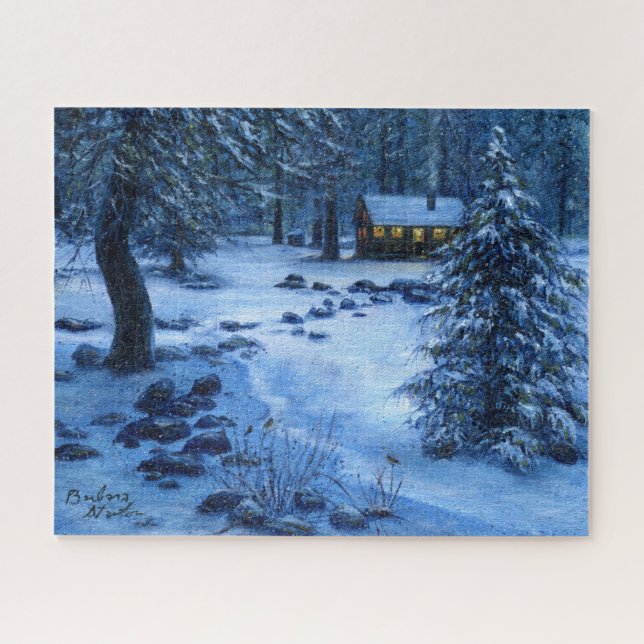 "Cosy Cabin in the Snow"Jigsaw Puzzle (Horizontal)