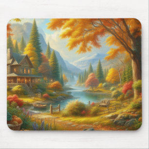 Cosy Cabin In The Woods Mouse Pad