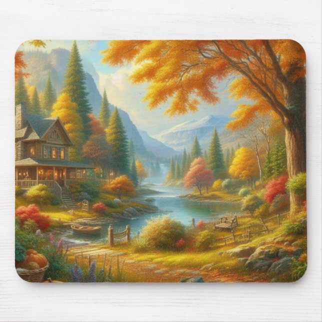 Cosy Cabin In The Woods Mouse Pad (Front)