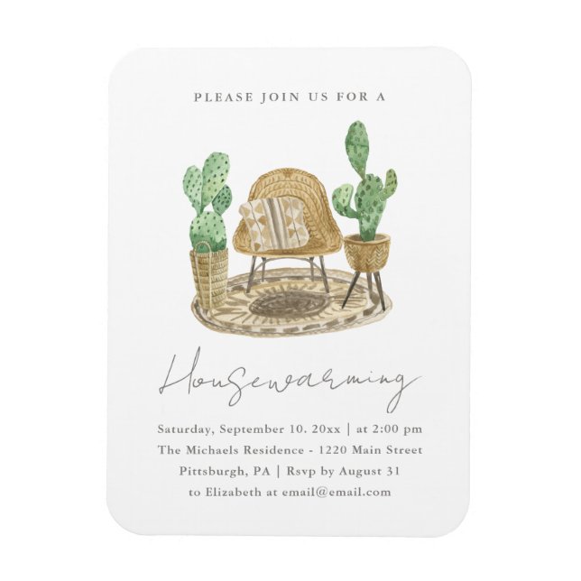 Cosy Cactus New Home Housewarming Magnet (Vertical)