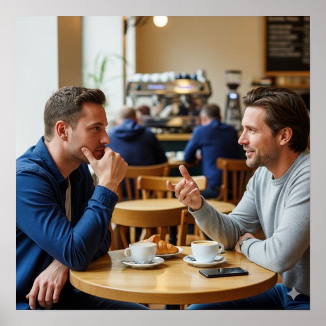 Cosy Cafe Conversation Poster (Front)