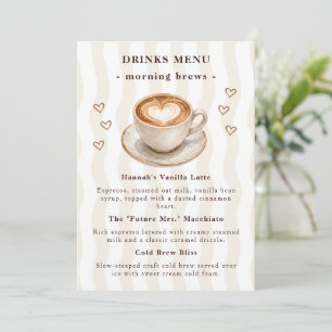 Cosy Cafe Love Is Brewing Bridal Shower Menu