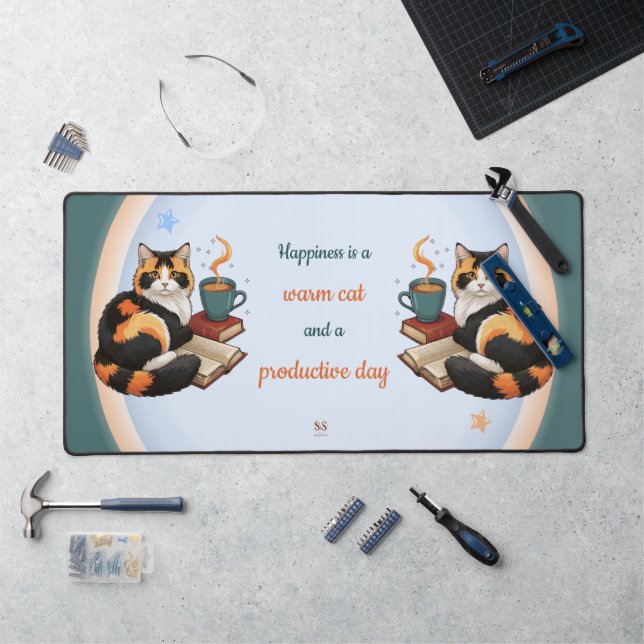 Cosy Calico Cat Productive Day Desk Mat (Workstation)