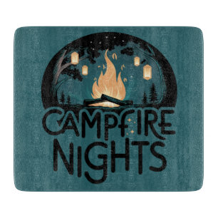 Cosy Campfire Nights Rustic Outdoor Adventure Cutting Board