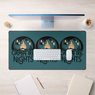 Cosy Campfire Nights Rustic Outdoor Adventure Desk Mat