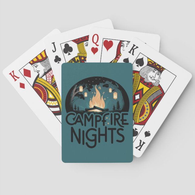 Cosy Campfire Nights Rustic Outdoor Adventure Playing Cards (Back)