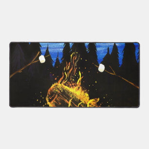 Cosy Campfire Sunset Forest Outdoor Adventure Desk Mat