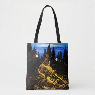 Cosy Campfire Sunset Forest Outdoor Adventure Tote Bag