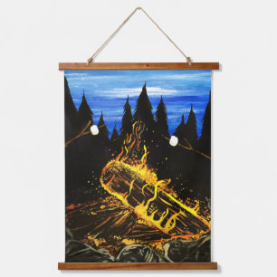 Cosy Campfire Sunset Forest Outdoor Adventure Wall Hanging Tapestry