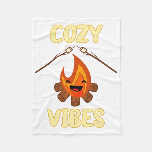 Cosy Campfire Vibes Roasting Marshmallows for Smor Fleece Blanket (Front)
