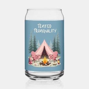 Cosy Camping Aesthetic Glamping Tent & Campfire Can Glass