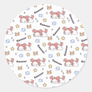 Cosy Cancer Constellation Bunny & Crab Zodiac  Classic Round Sticker