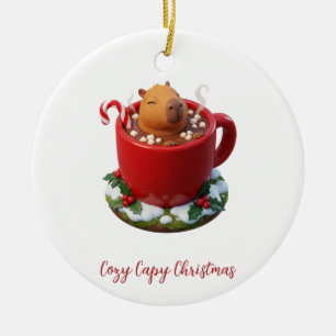 Cosy Capy Christmas Capybara Cocoa Bath Ceramic Ornament