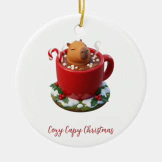 Cosy Capy Christmas Capybara Cocoa Bath Ceramic Ornament