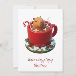 Cosy Capy Christmas Capybara Hot Cocoa Bath Holiday Card